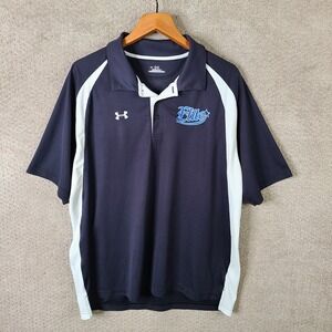 Under Armour Shirt Mens XL Black White Elite Polo Heatgear Athletic Short Sleeve